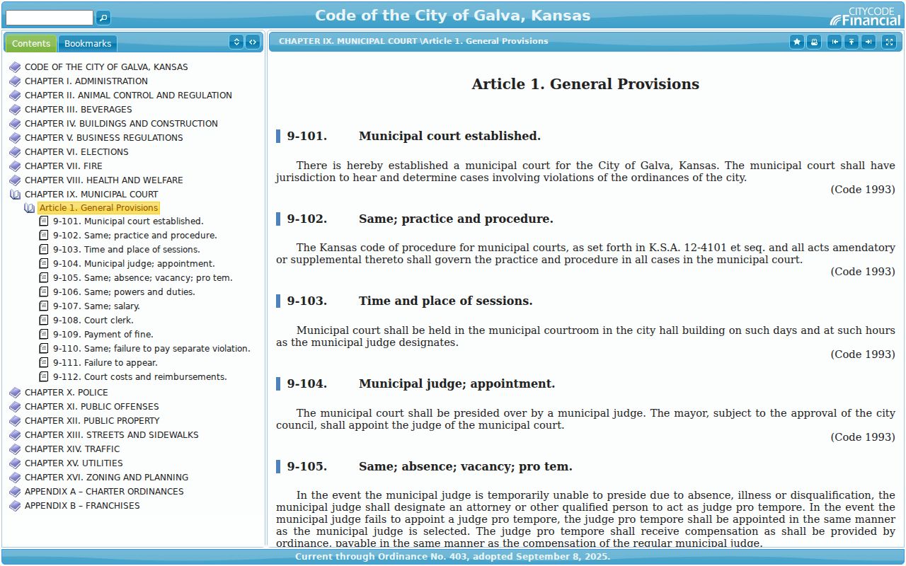 Galva court docket municipal code chapter