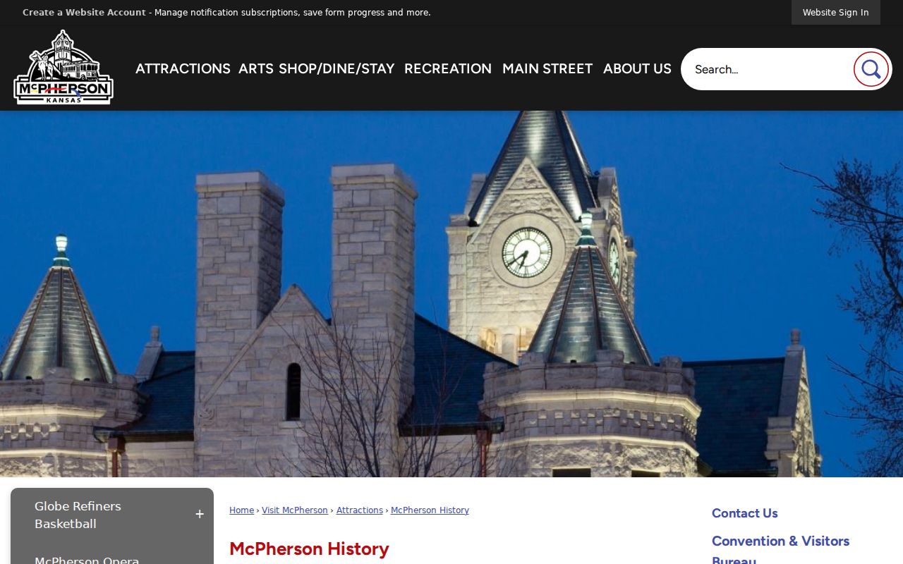 McPherson County court docket courthouse and city history