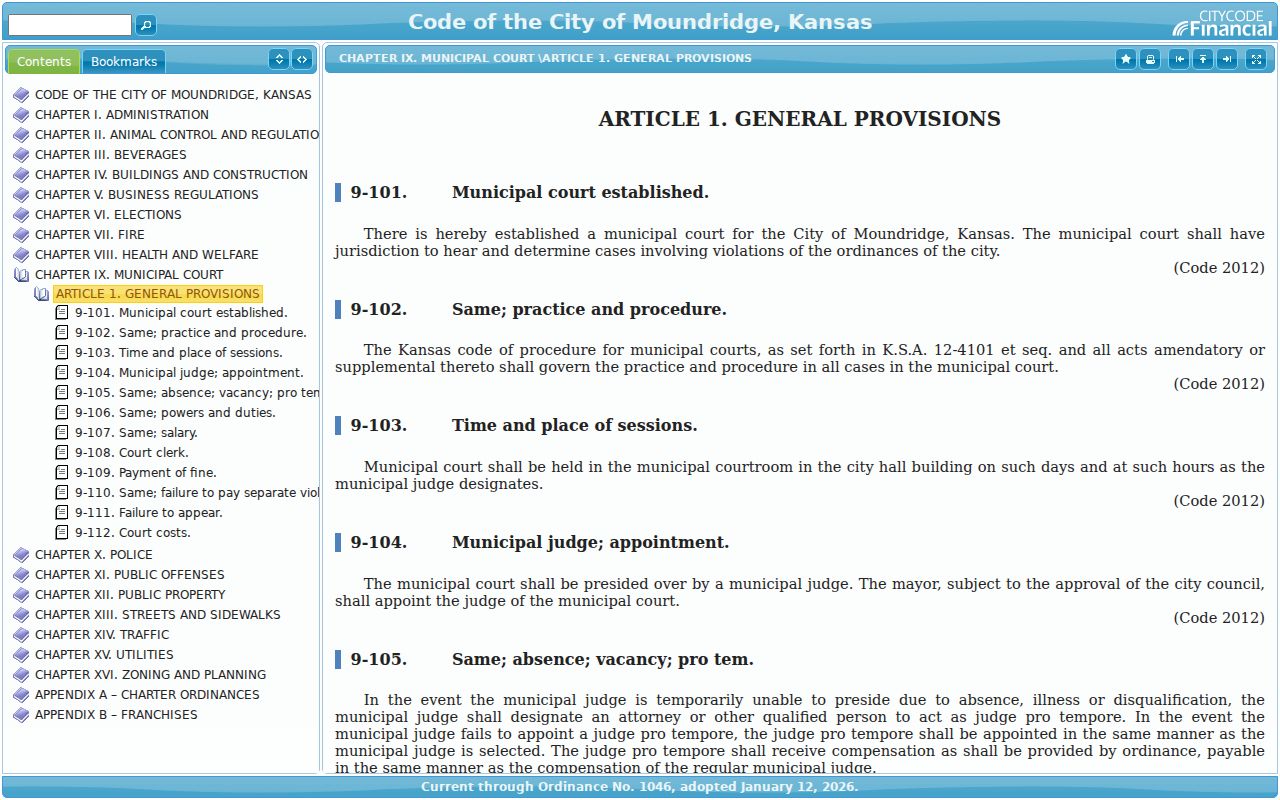 Moundridge court docket municipal court code chapter