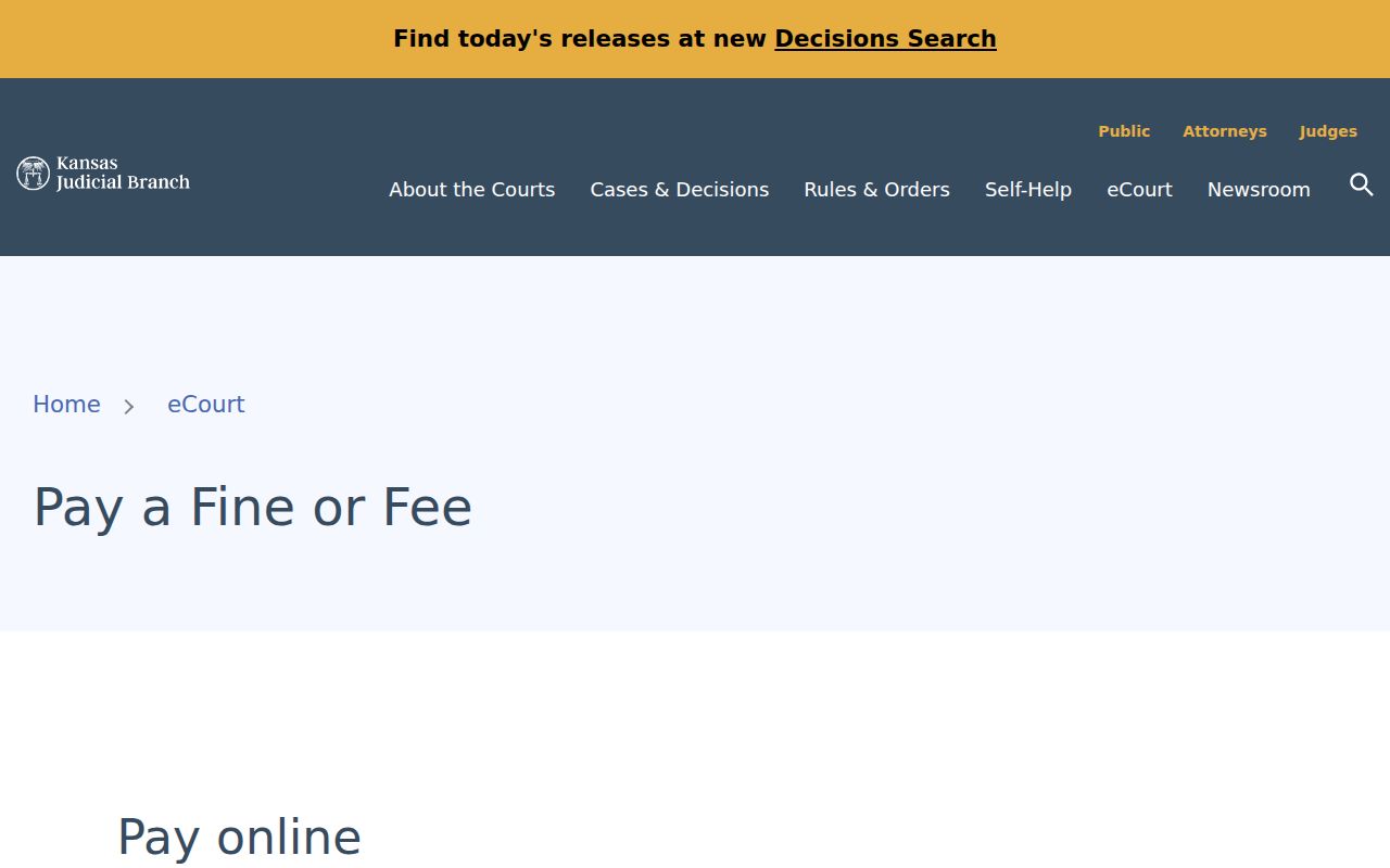 Pay Kansas Courts portal referenced for McPherson County traffic payments